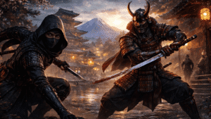 Assassin’s Creed Shadows japán környezet gameplay jelenet szamuráj és shinobi karakterrel