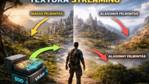textúra streaming működésének vizuális ábrája open world játék környezetben