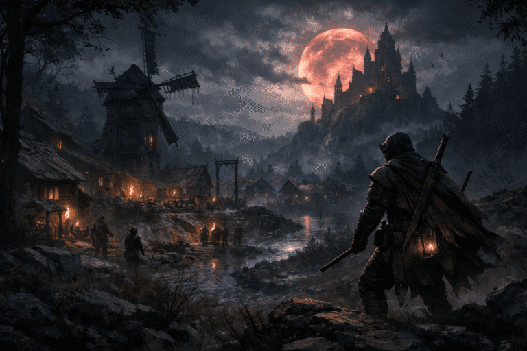 sötét fantasy világ Project Nightingale játék közbeni jelenettel