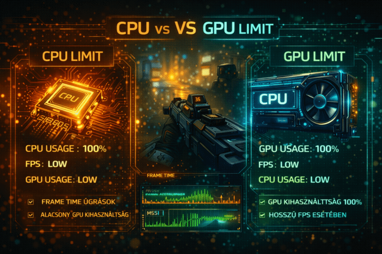 CPU és GPU limit összehasonlító gaming teljesítmény infografika