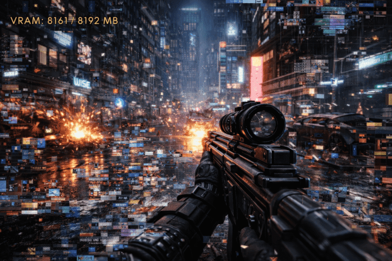 VRAM bottleneck vizualizáció játék közben frametime ingadozással és memória limit hatással
