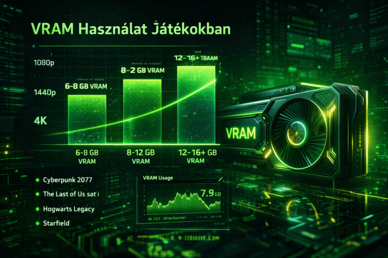 videokártya VRAM memória használat grafikon gaming teljesítmény elemzés közben