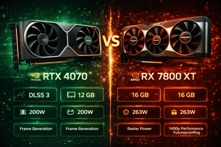 RTX 4070 vs RX 7800 XT videokártya összehasonlítás gaming teljesítményben