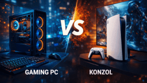gaming pc vs konzol összehasonlítás modern neon gaming környezetben