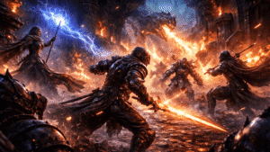 addiktív játékok intenzív harci jelenete látványos effektusokkal