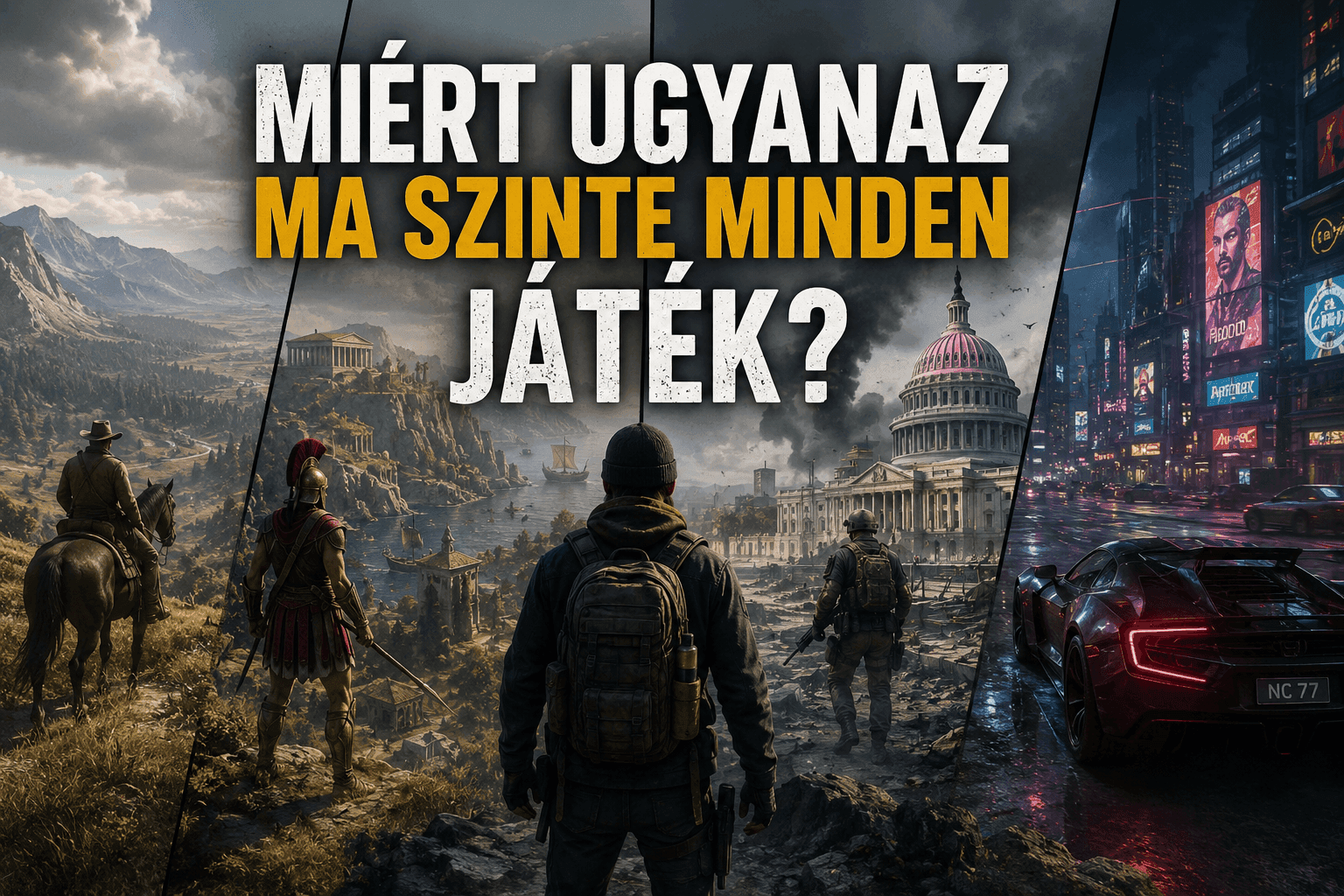modern játékok, AAA játékok problémái, open world játékok, modern gaming, videojáték ipar, nextgen grafika, játékélmény romlása, modern játékdizájn, gaming pszichológia, videojáték trendek, AAA ipar válság, játékok egyformasága, Ubisoft formula, modern gamer élmény, videojáték kritika, ray tracing játékok, path tracing, gaming technológia, játékok realizmusa, modern open world problémák, videojáték elemzés, gamer magazin, gaming jövő, nextgen játékok, modern AAA játékok