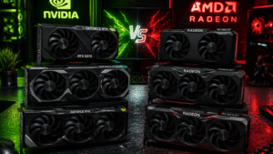 RTX és Radeon videókártyák filmes stílusú összehasonlítása gamer setupban