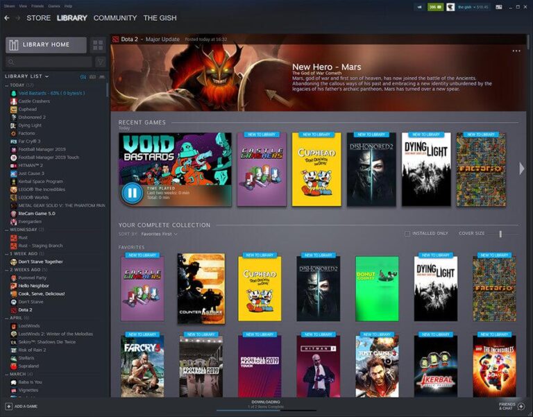 Steam könyvtár több száz videojátékkal, amelyből a játékos egy régi kedvencet választ