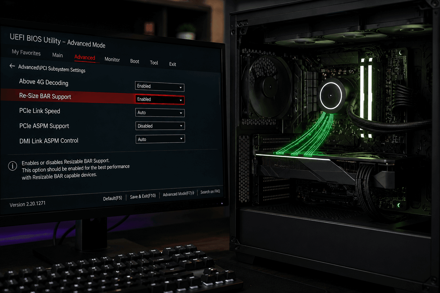 Resizable BAR engedélyezése UEFI BIOS-ban egy modern gamer PC-n