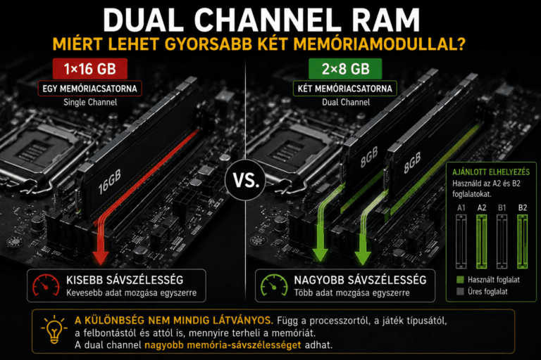 Dual channel RAM összehasonlítás egy 16 GB-os és két 8 GB-os memóriamodullal