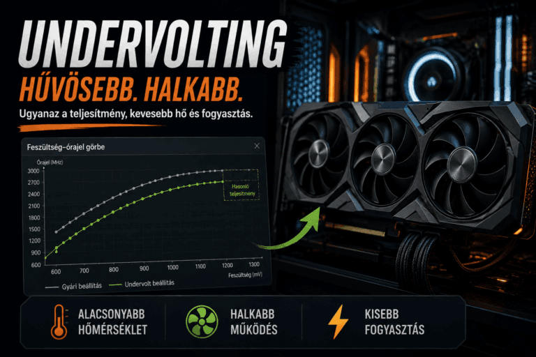 GPU undervolting videokártyán alacsonyabb hőmérséklettel és fogyasztással